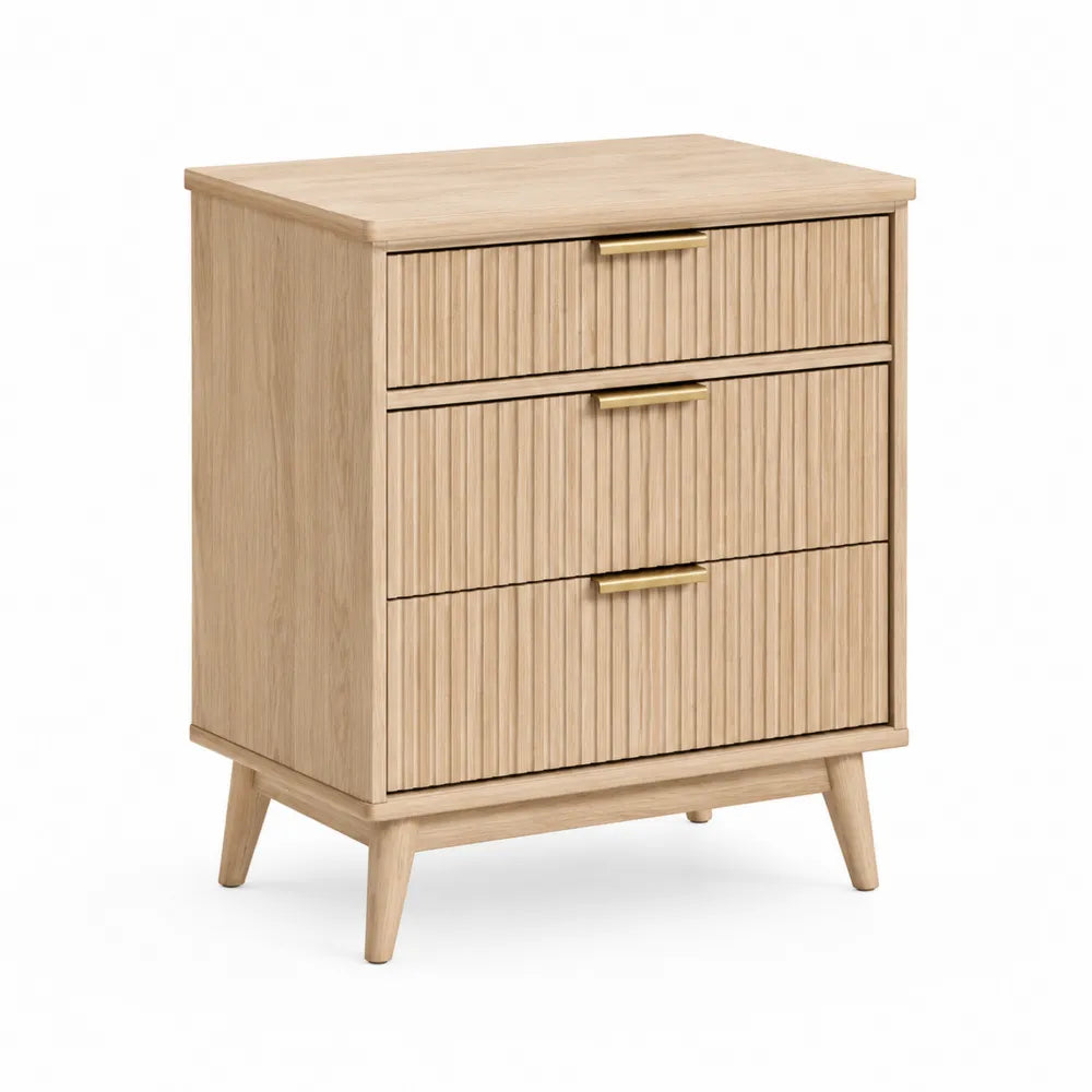 Comodino in legno massello con maniglie in metallo, 60x40x75 cm