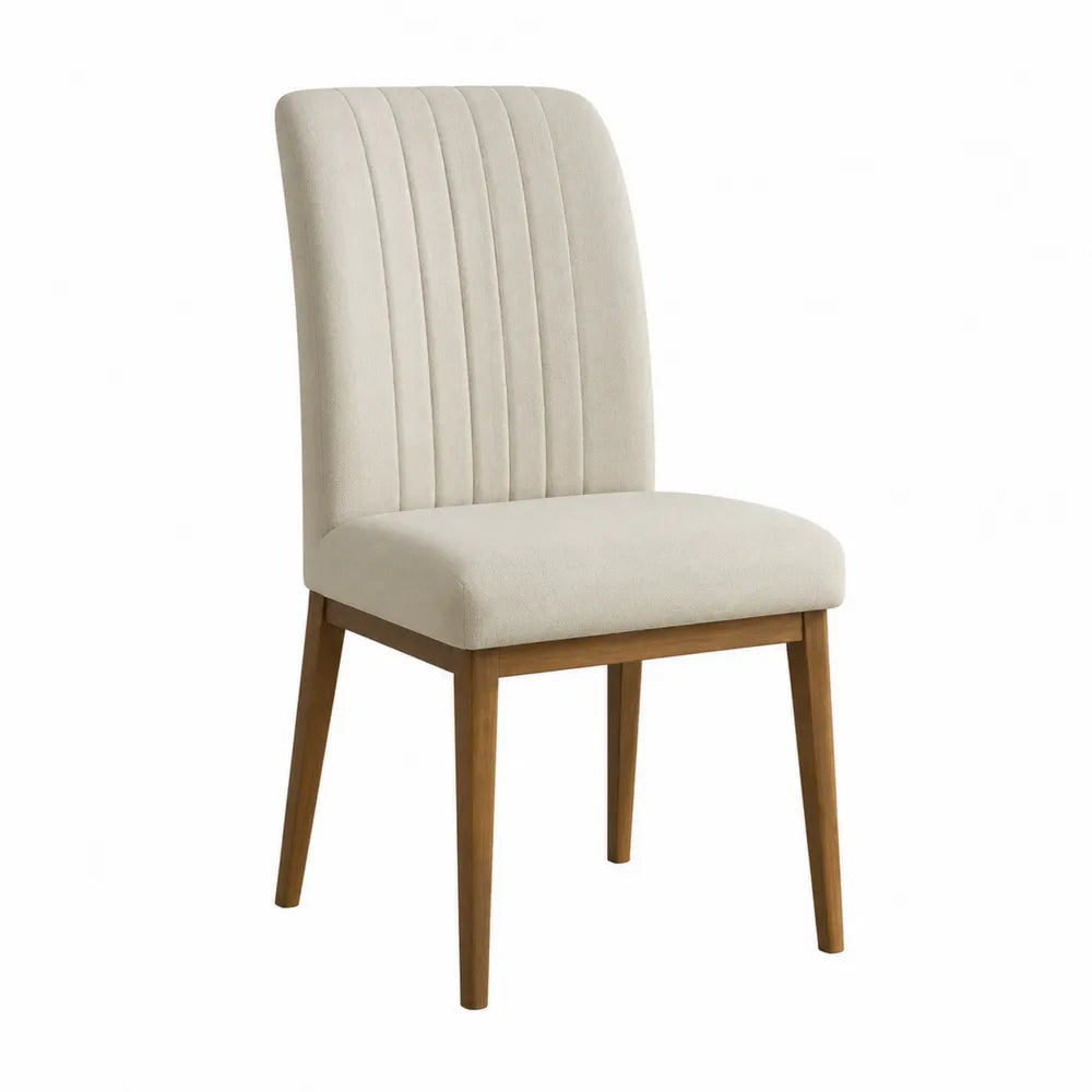 Sedia in legno e tessuto poliestere beige 95cm